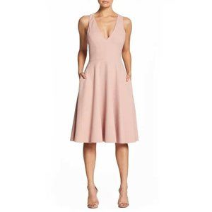 Dress The Population Women's Size S Pink Sleeveless Catalina Fit & Flare Dress,